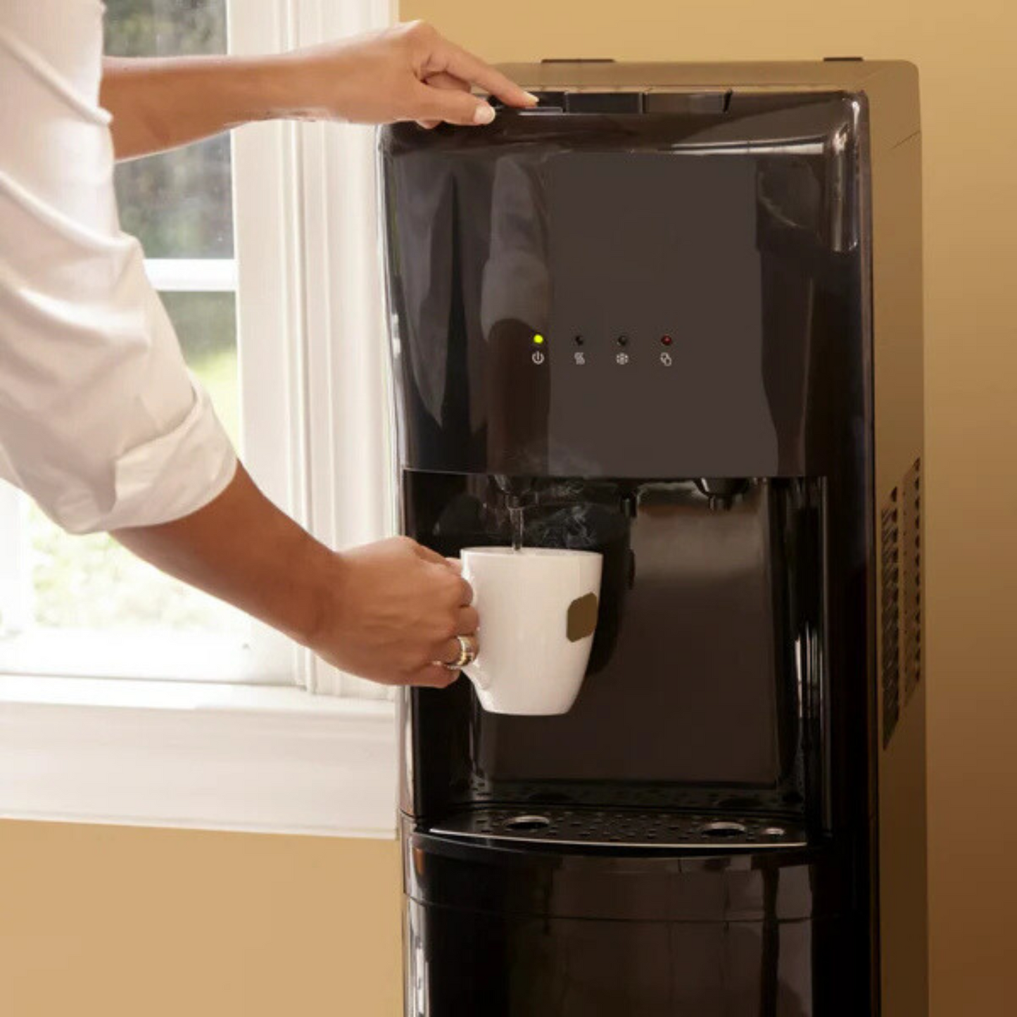 Hot, Cold, and Room Temperature Bottom Loading Dispenser, Black