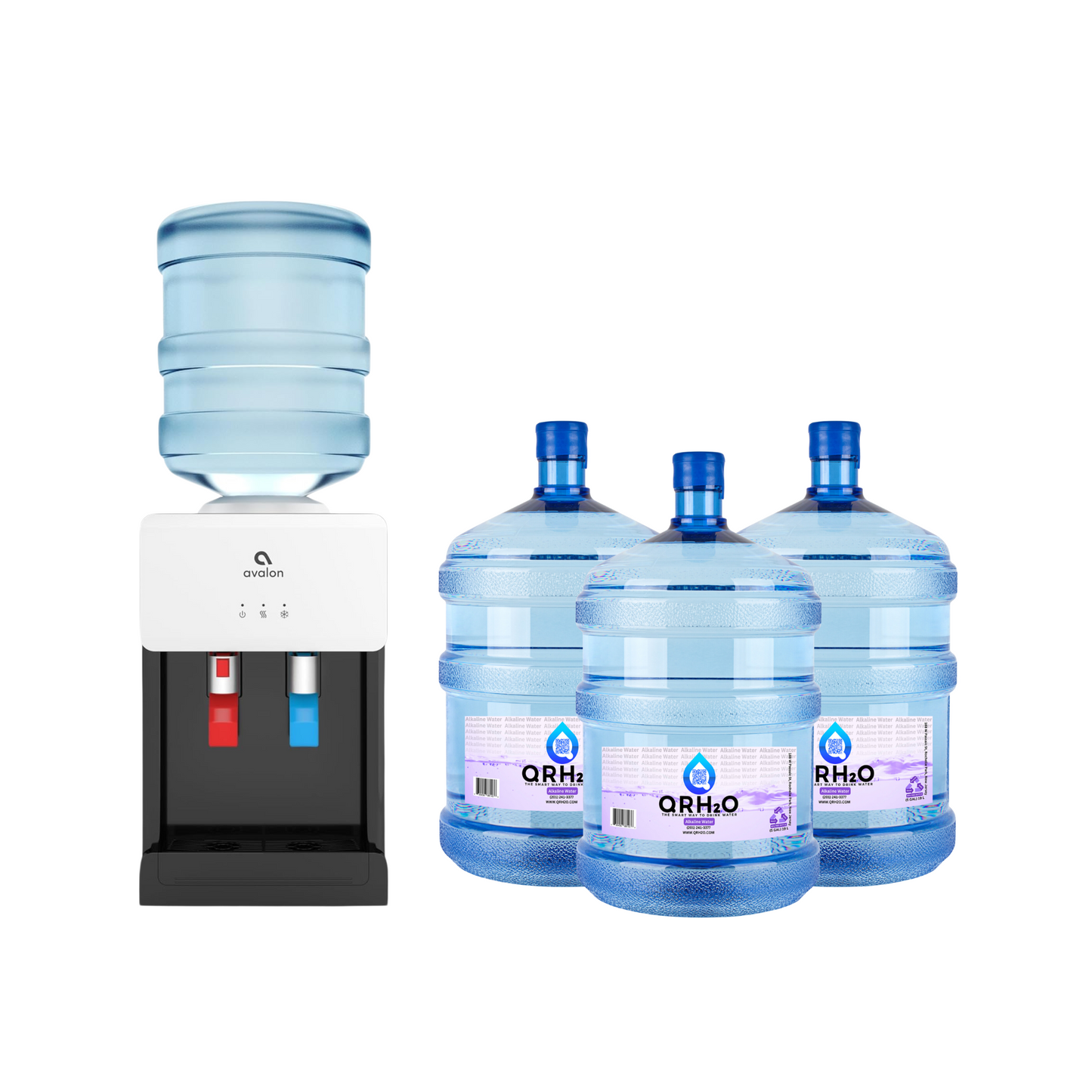 3x 5-Gallon Water Bottles+ Countertop Hot & Cold-Water Dispenser