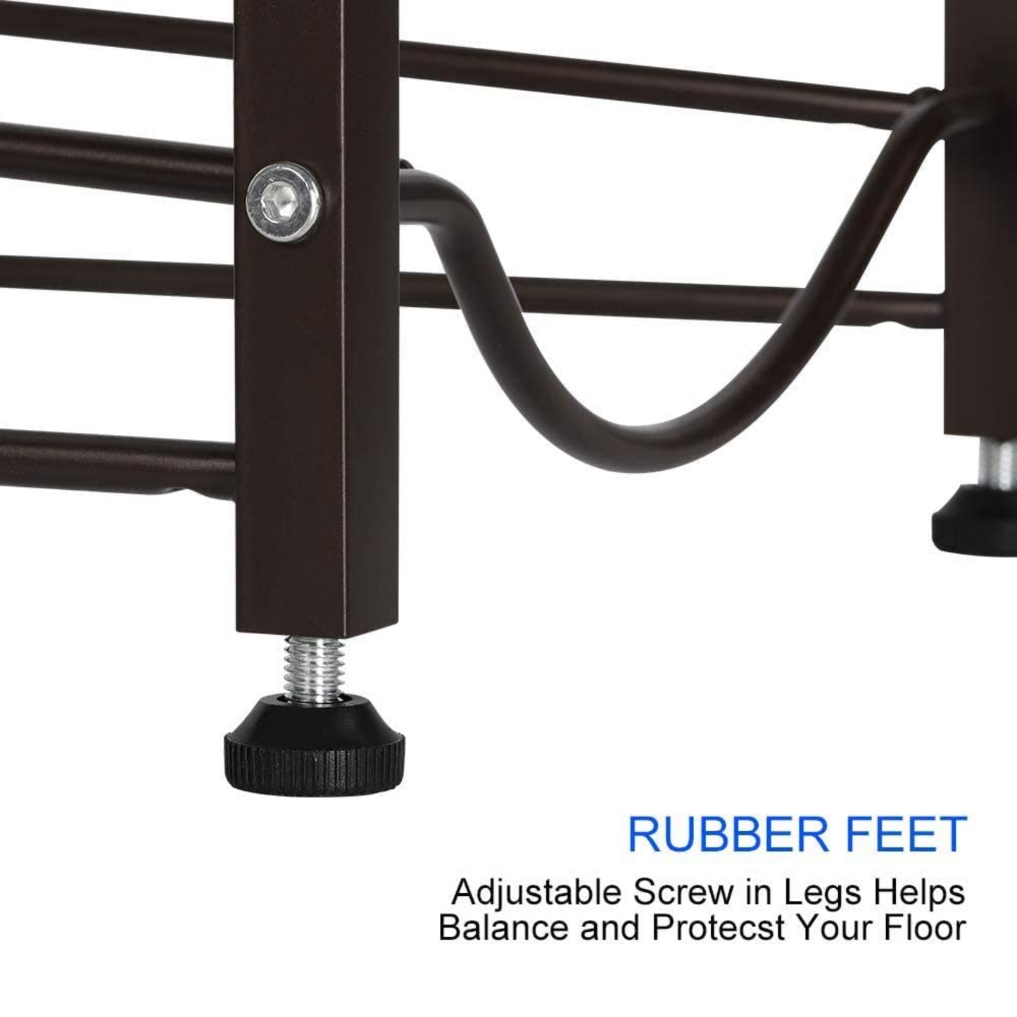 Organize your water bottles with ease using our 4-Tier 5-Gallon Water Bottle Rack in dark brown. Made of sturdy steel with a rustproof finish, it can hold up to four water bottles and measures 13.39 x 13.07 x 52.95 inches. Perfect for kitchens, breakrooms, offices, and classrooms.