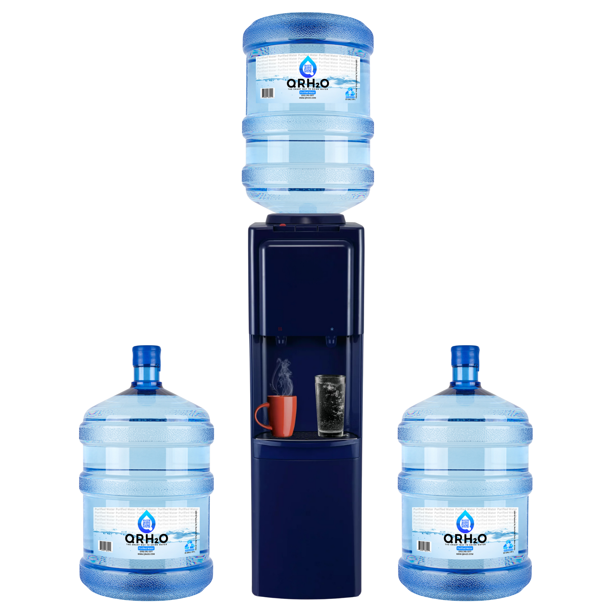 3x 5-Gallon Bottles Top Loading Hot Cold Dispenser – QRH2O