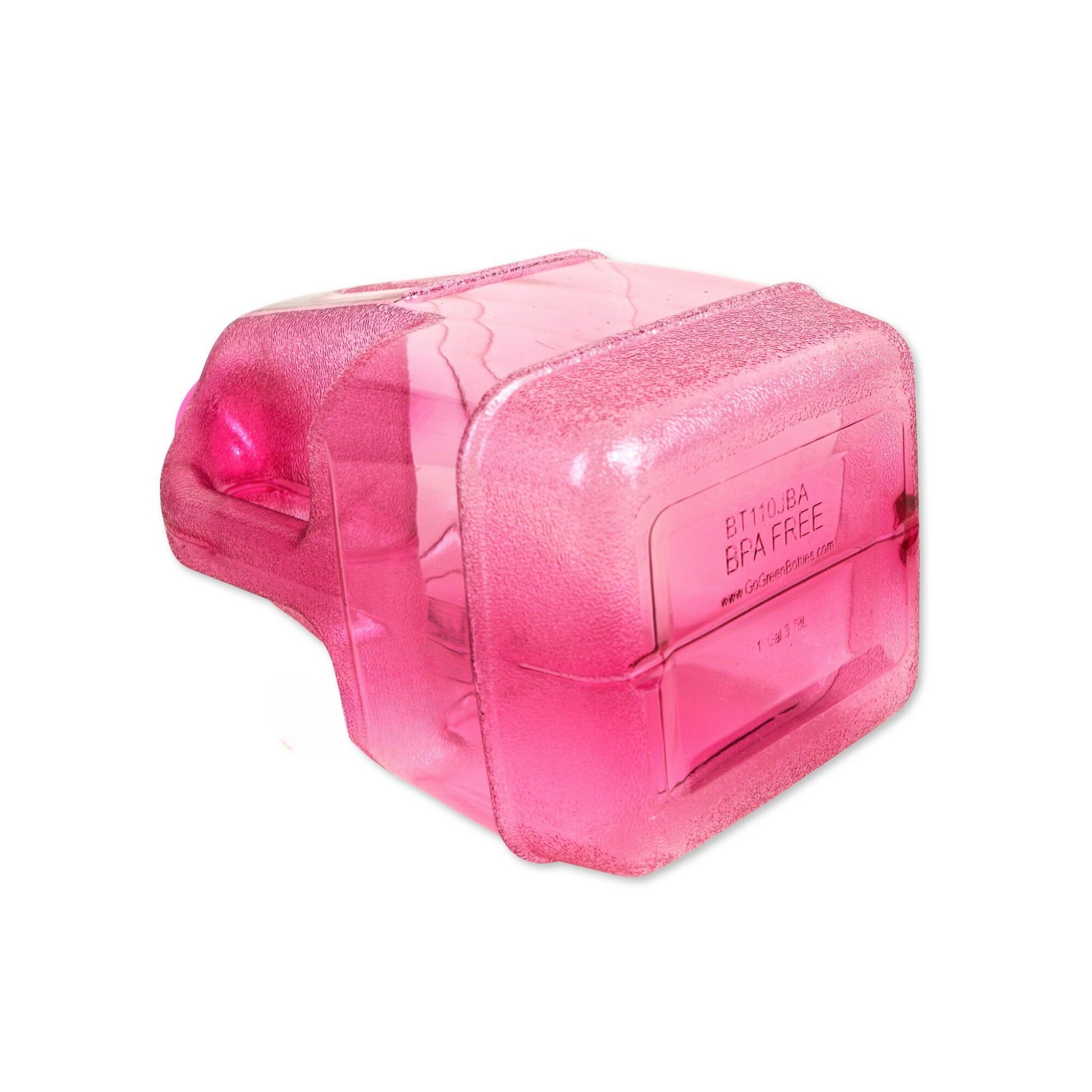 1-gallon pink plastic jug for water storage and dispensing, made with BPA-free materials