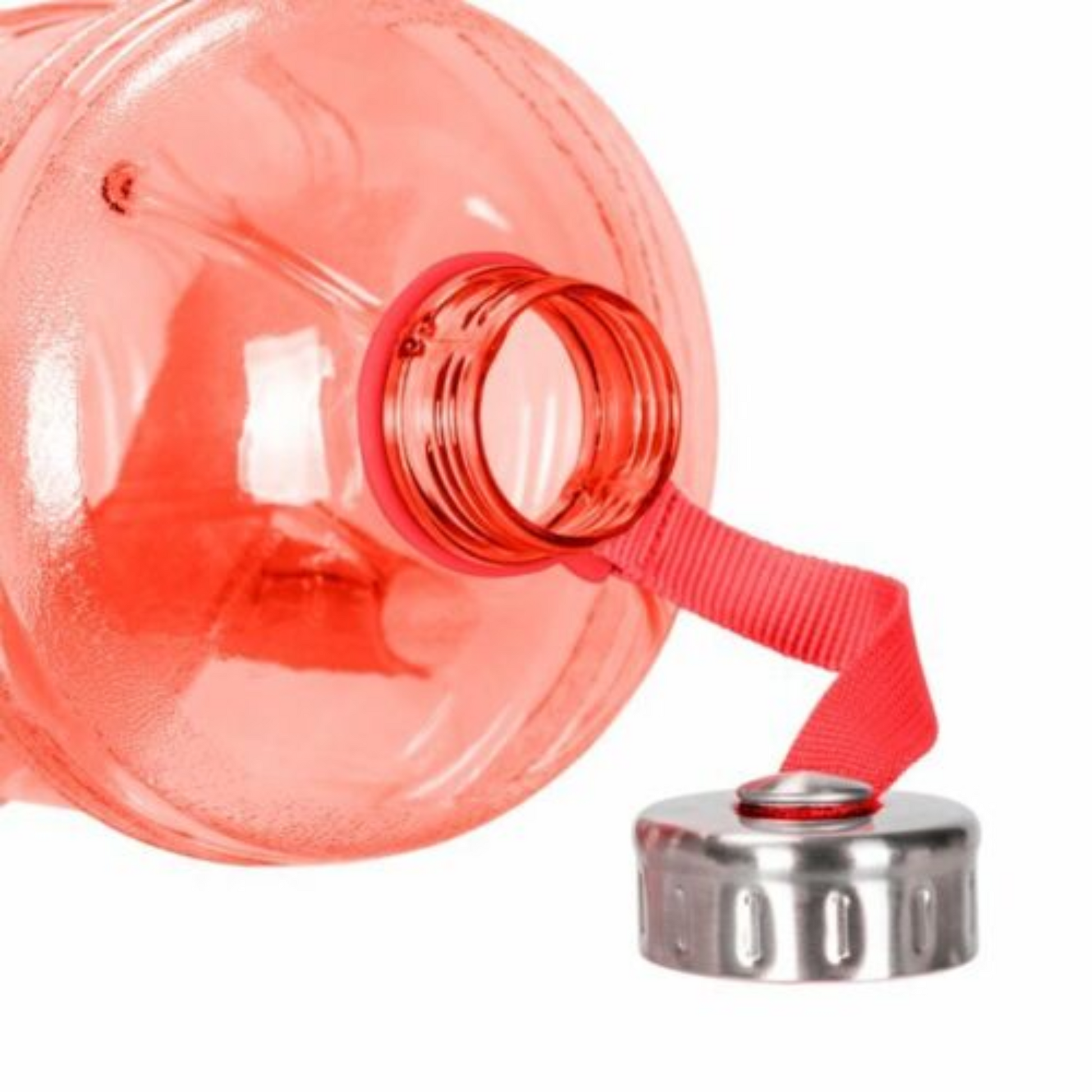 1-gallon water bottle in red, with a twist cap and built-in handle for convenient use at home or on the go