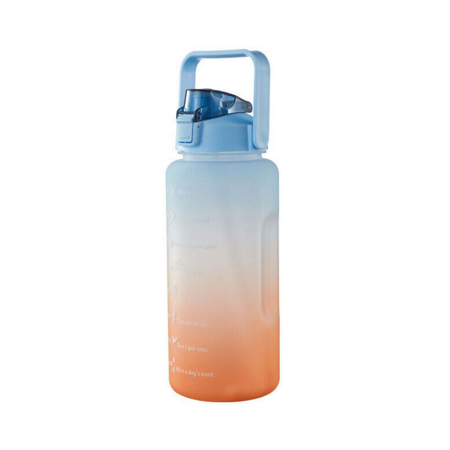 Stay motivated with this Blue and Orange Gradient Half Gallon Water Bottle