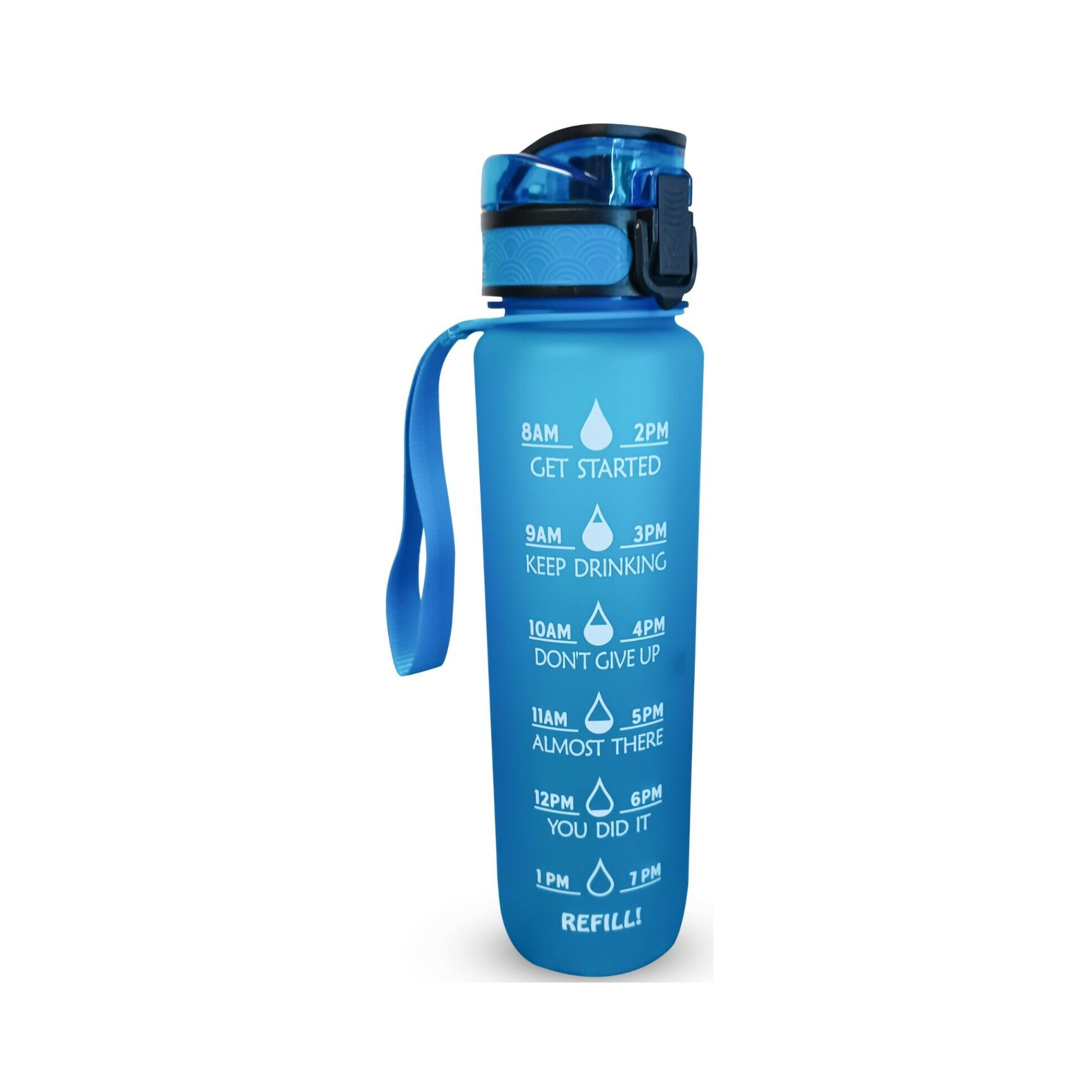 32 OZ Motivational Sports Water Bottle with Time Marker, blue