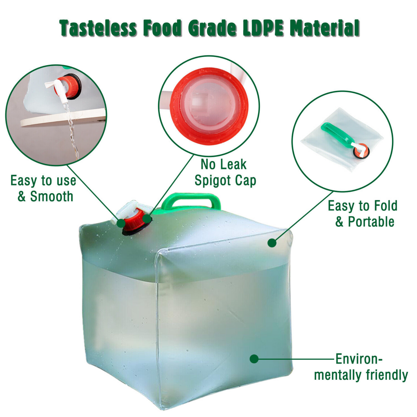 Portable Water Storage Jug - Collapsible Design with Spigot - Perfect for Camping and Outdoor Activities