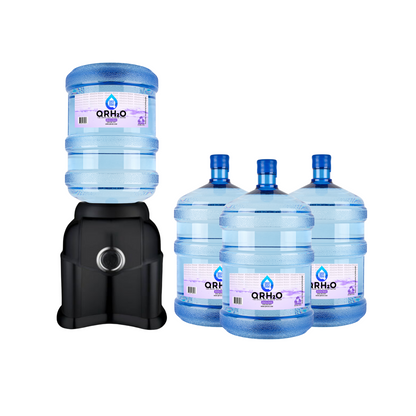 Conveniently access fresh water with our 4-pack of 5-gallon water bottles and countertop dispenser, providing your choice of alkaline or purified water at room temperature.