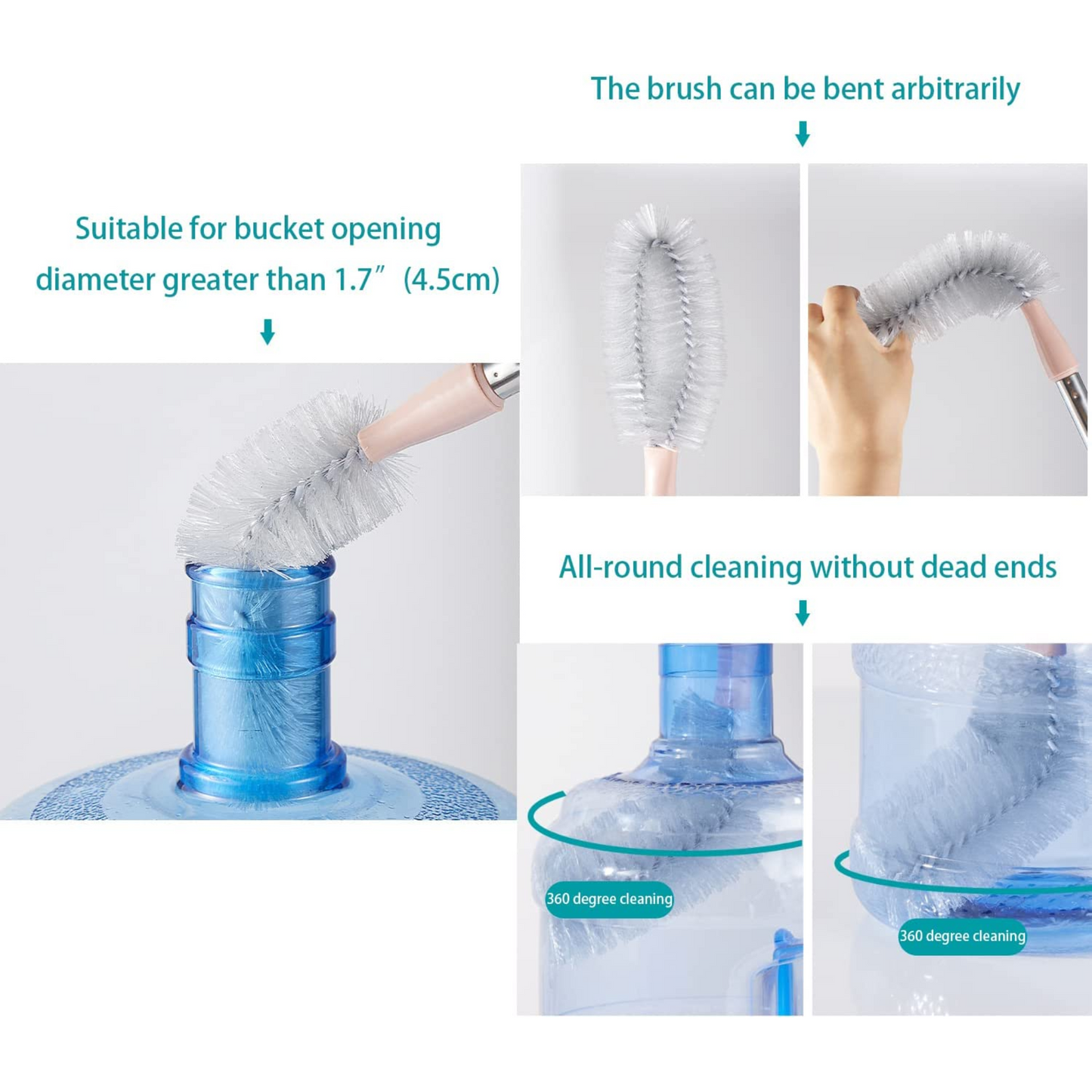 Ergonomic Bottle Brush for Deep Cleaning 5-Gallon Water Bottles