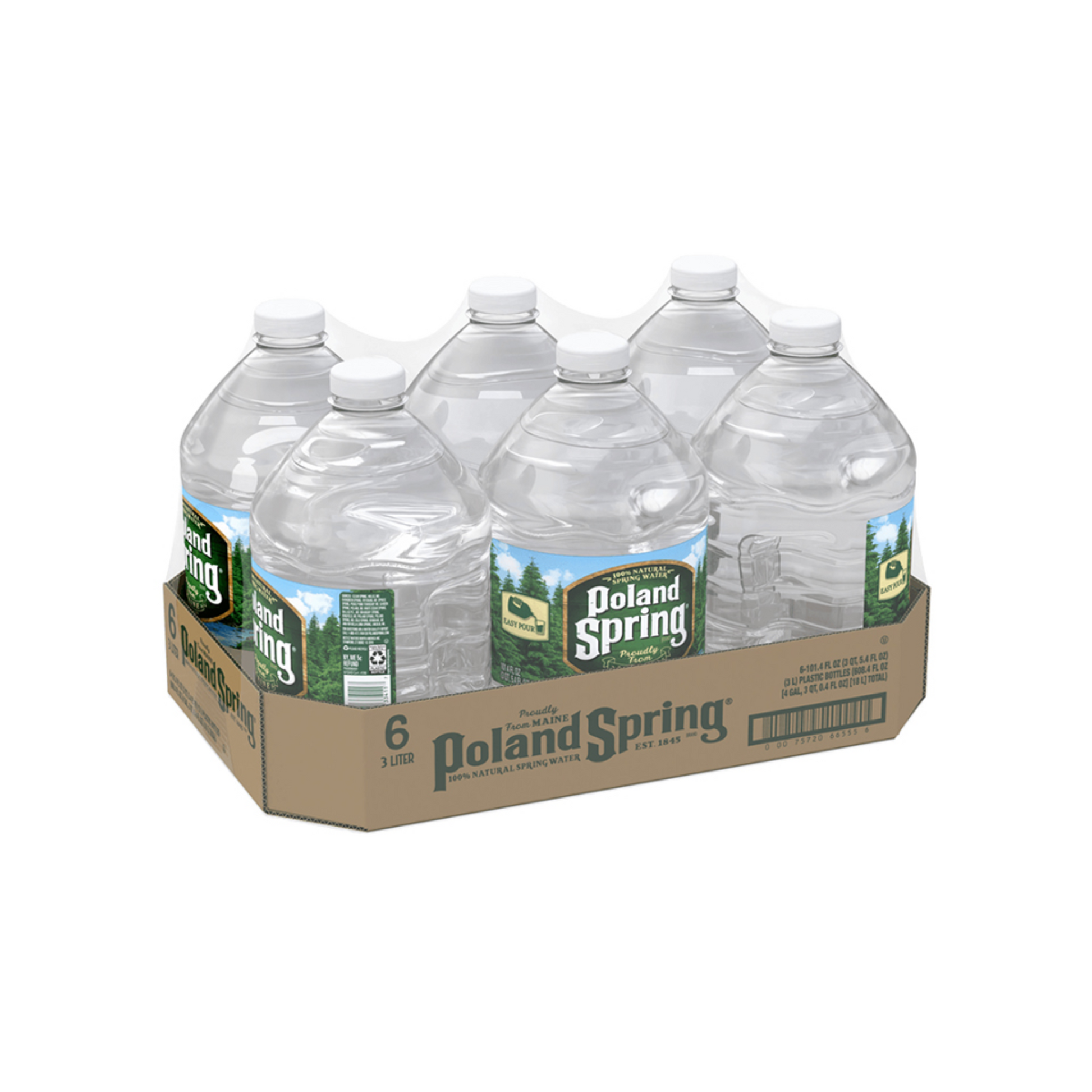 Poland Spring 3L Bottles - 6 Pack, Convenient and Refreshing Hydration Solution