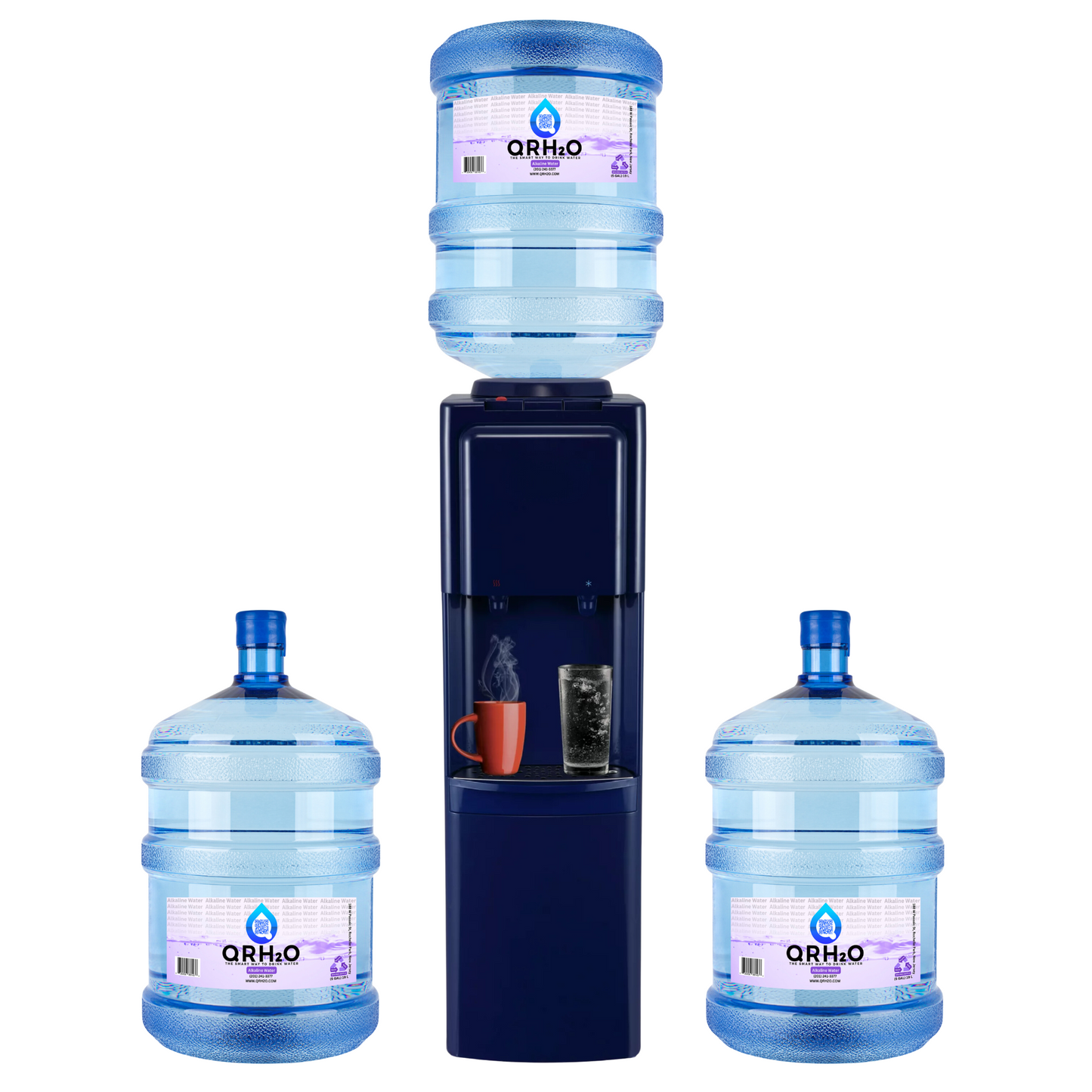 Experience pure and refreshing hydration with 3 of our 5-gallon bottles, featuring your choice of purified or alkaline water, and a stylish top-loading hot and cold dispenser from the trusted brand Primo.